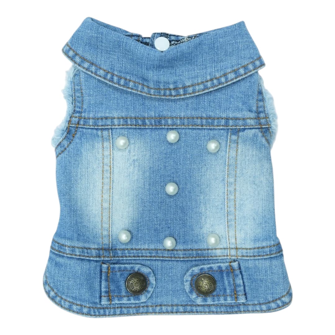 Pet Clothes Dog Jeans Jacket Cool Blue Denim Coat (S)