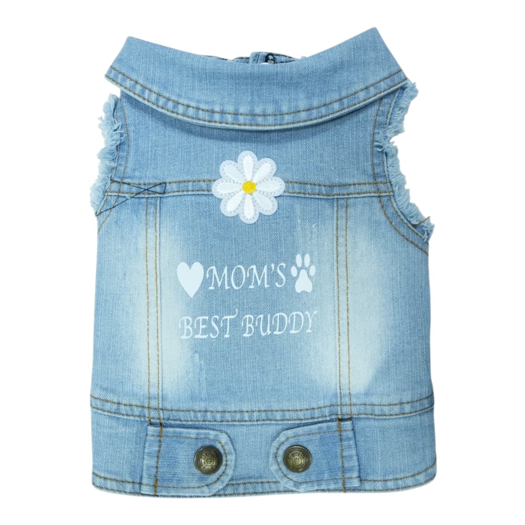 Pet Clothes Dog Jeans Jacket Cool Blue Denim Coat (M)