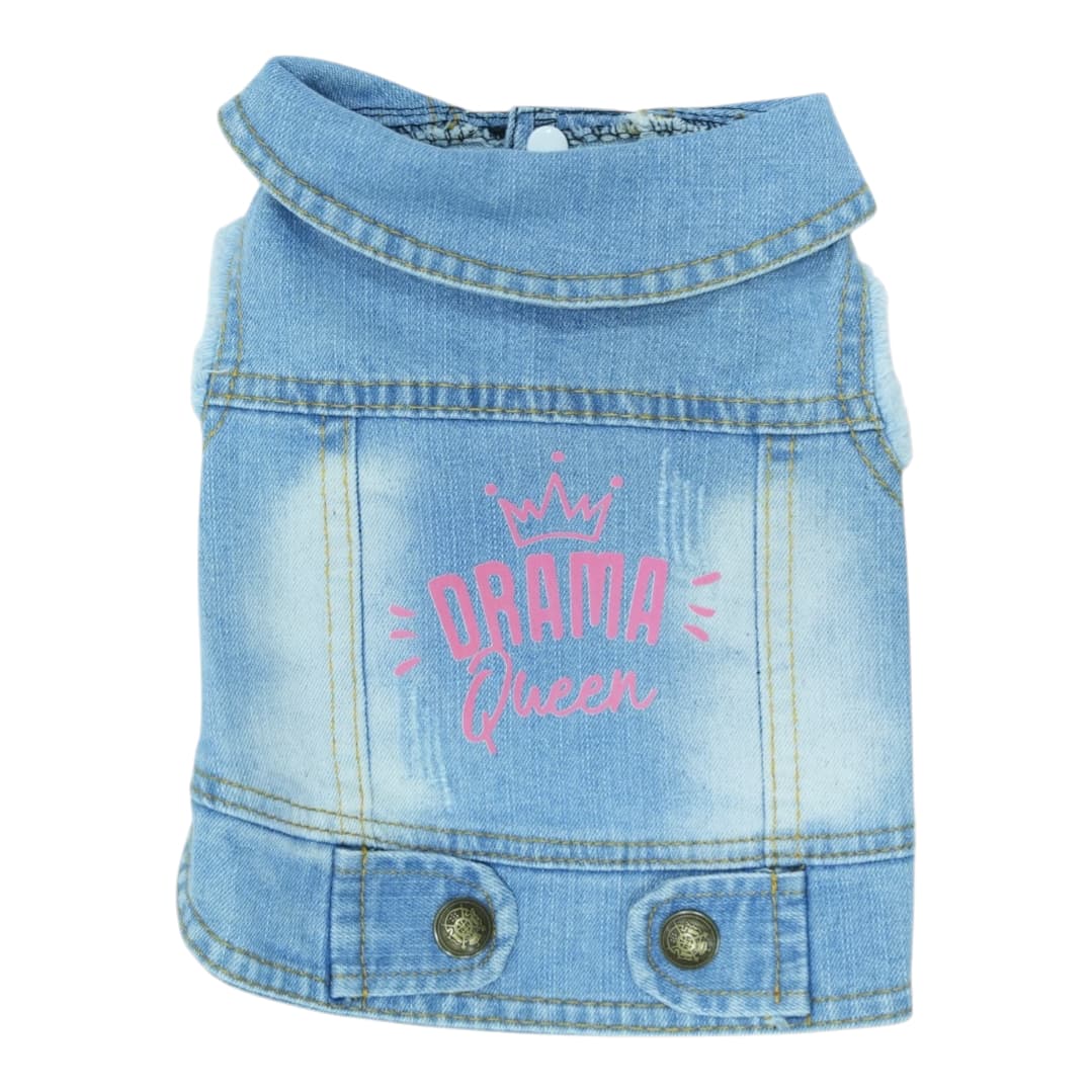 Pet Clothes Dog Jeans Jacket Cool Blue Denim Coat (M)