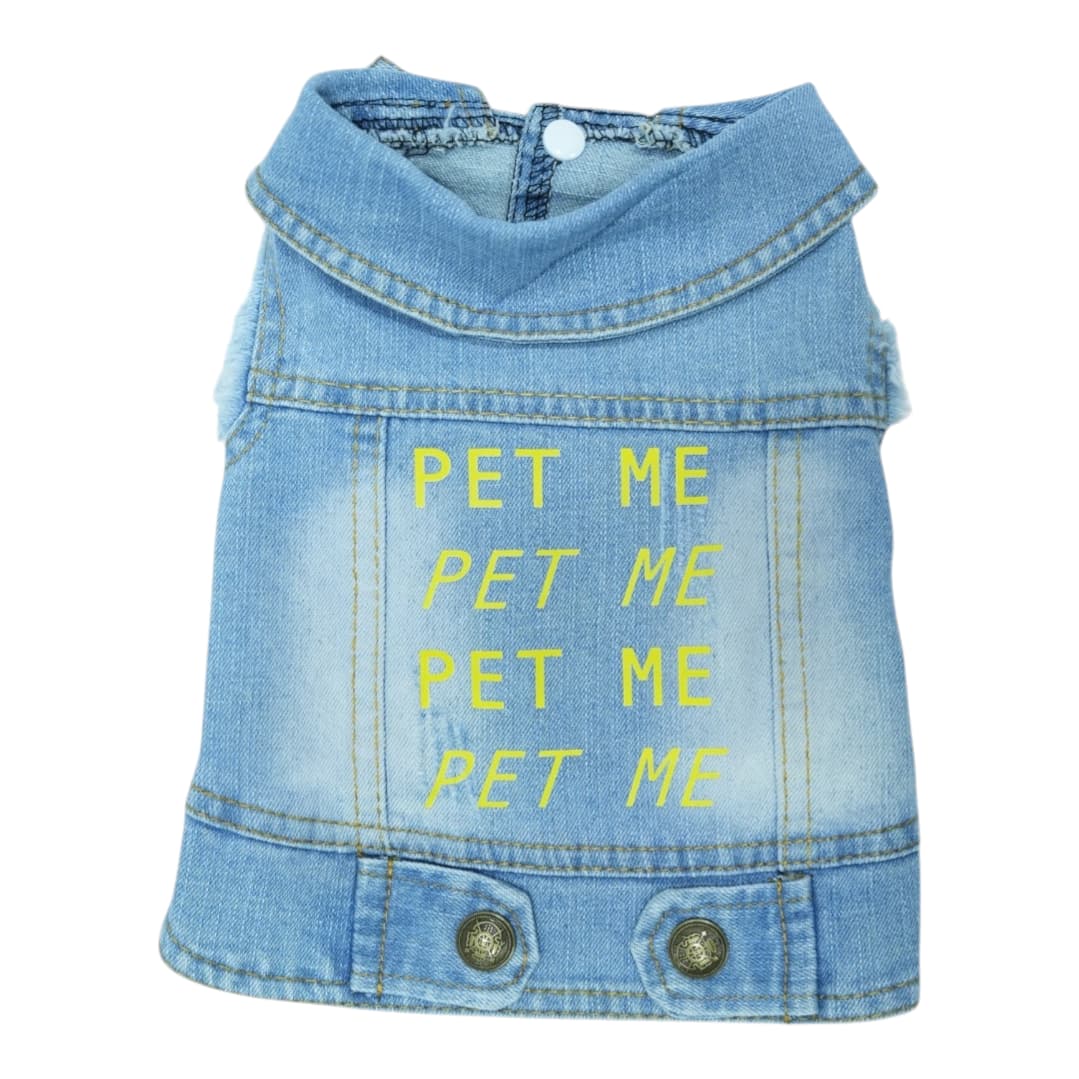 Pet Clothes Dog Jeans Jacket Cool Blue Denim Coat (M)