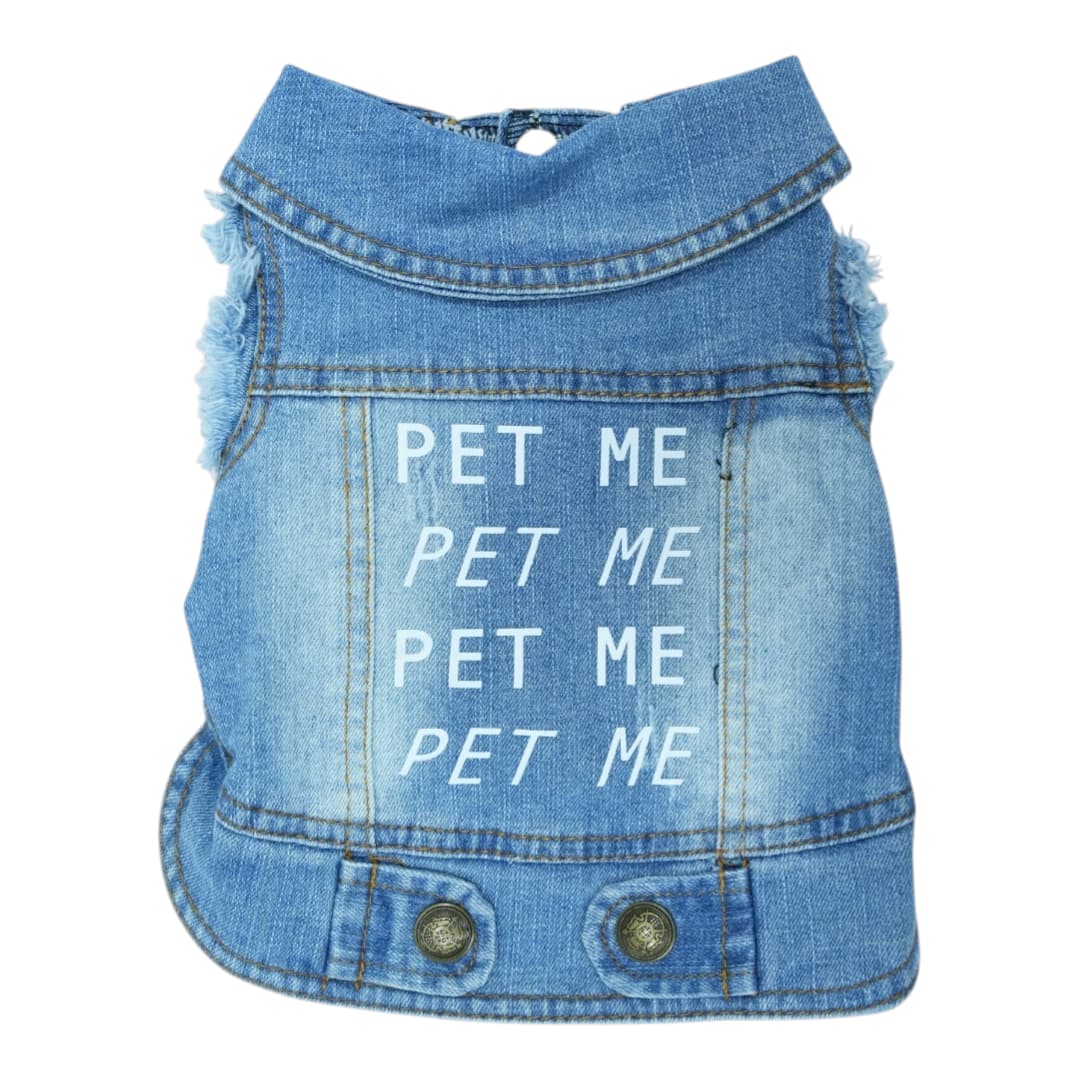 Pet Clothes Dog Jeans Jacket Cool Blue Denim Coat (M)