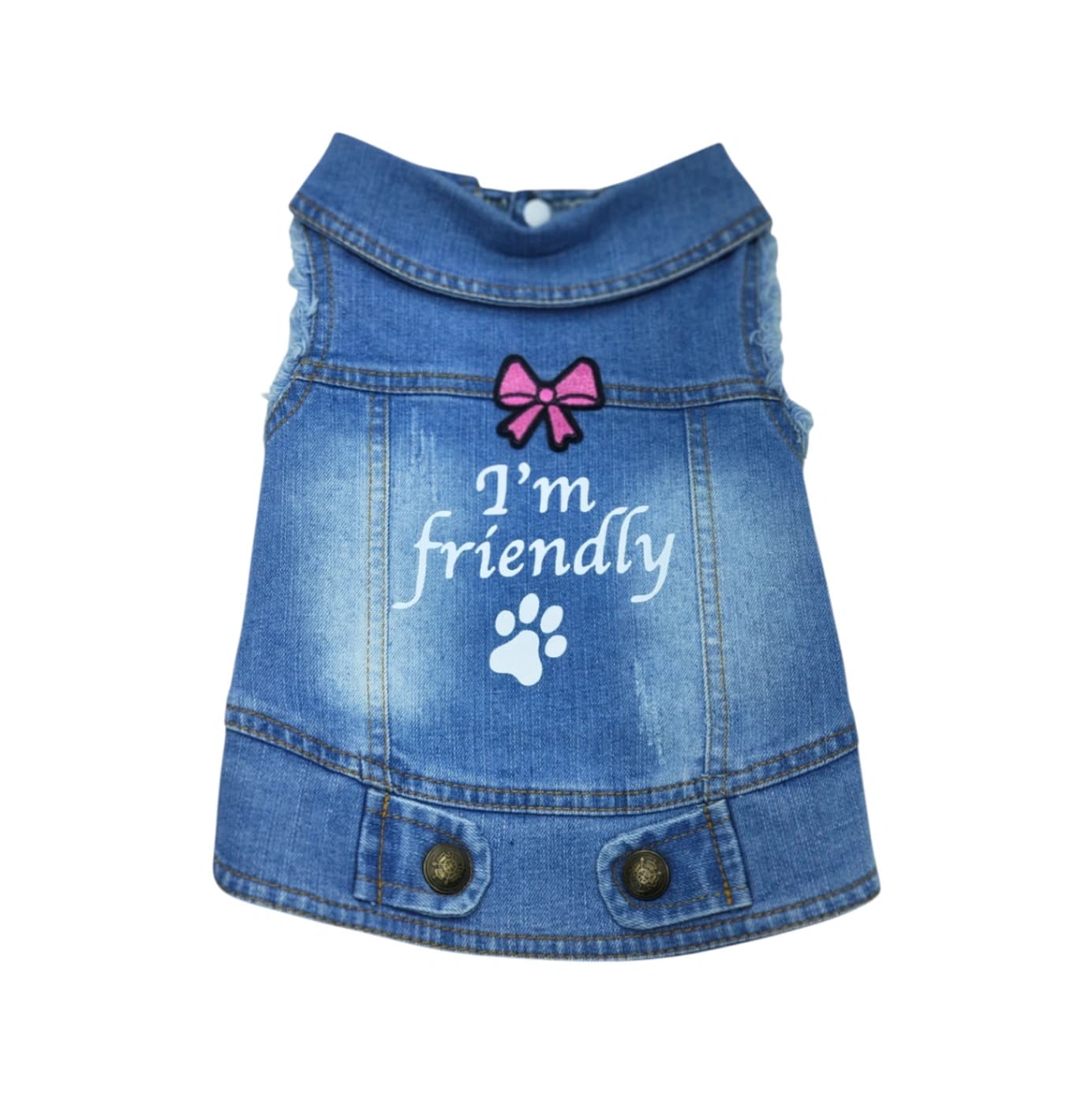 Pet Clothes Dog Jeans Jacket Cool Blue Denim Coat (L)