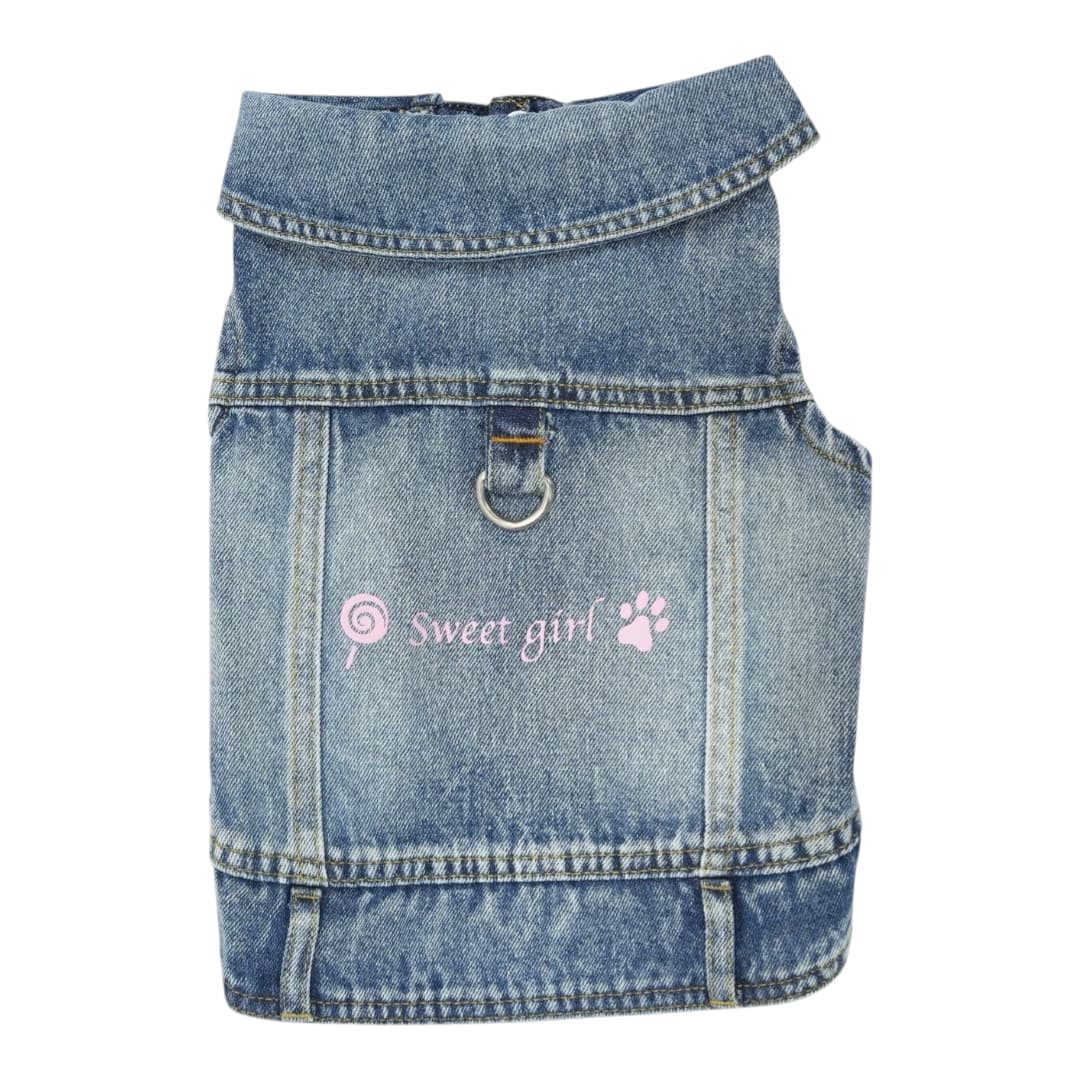 Pet Clothes Dog Jeans Jacket Cool Blue Denim Coat (L)