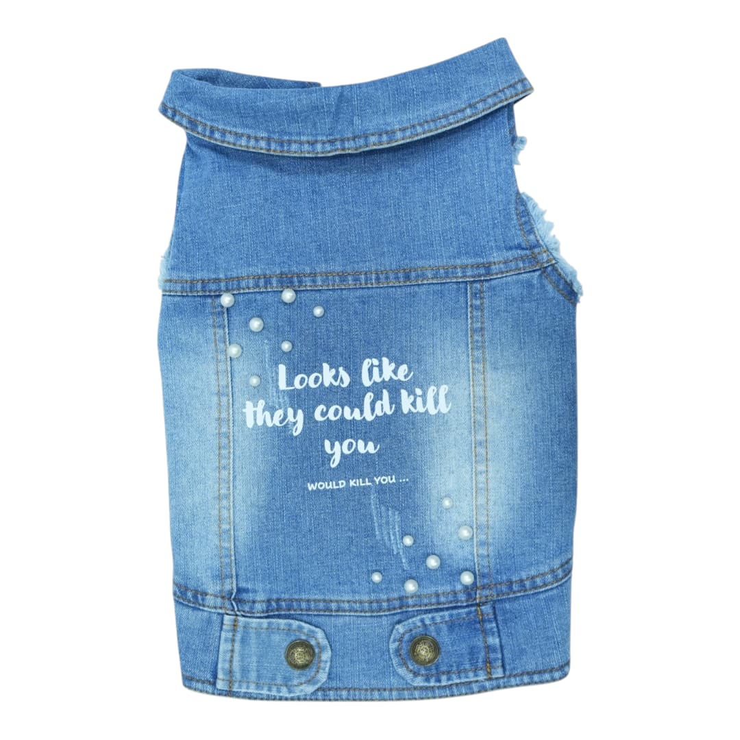 Pet Clothes Dog Jeans Jacket Cool Blue Denim Coat (XL)