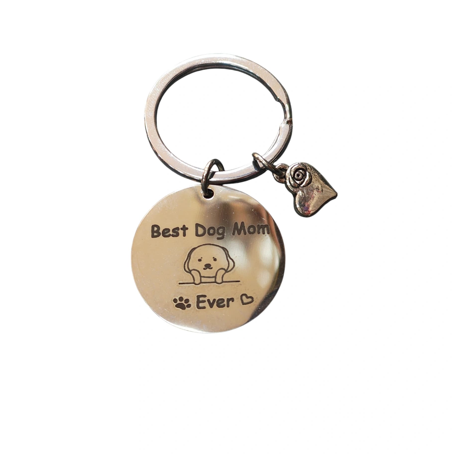 Best Dog Mom Ever metal keychain
