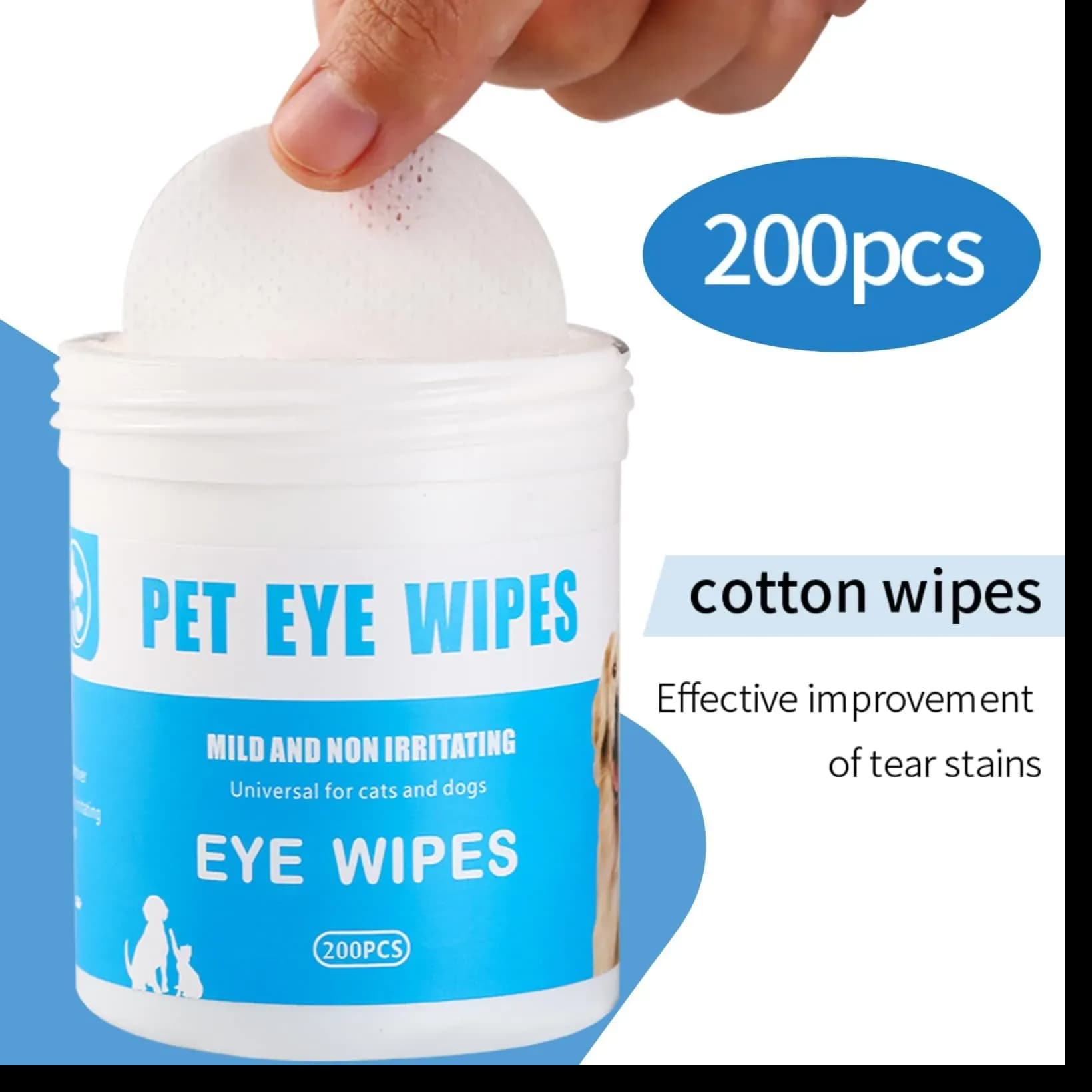 Eye Care Wipes for Dogs & Cats (200 Count)