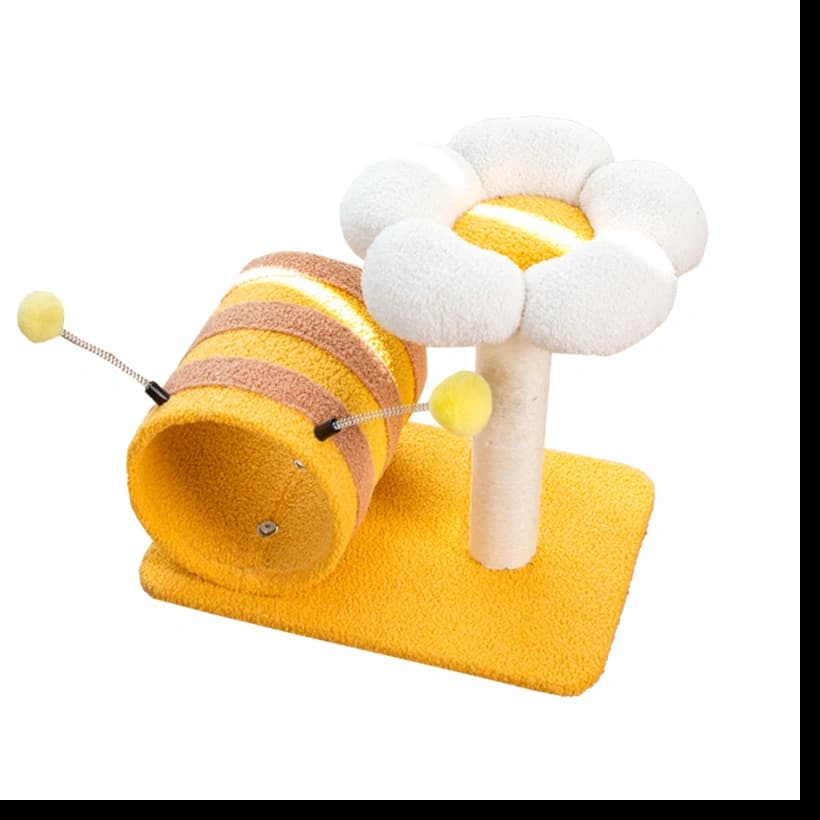honeybee-themed cat tree