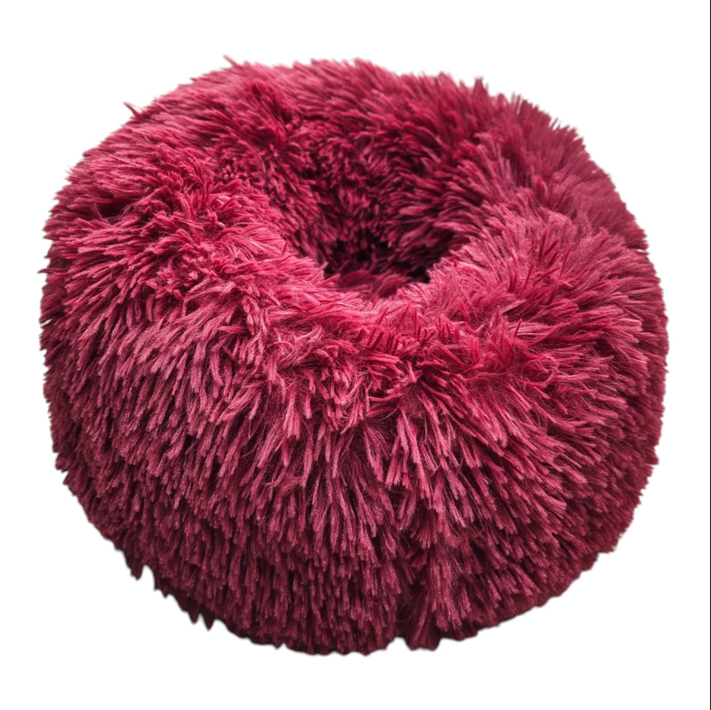 Round Plush Pet Bed - Red