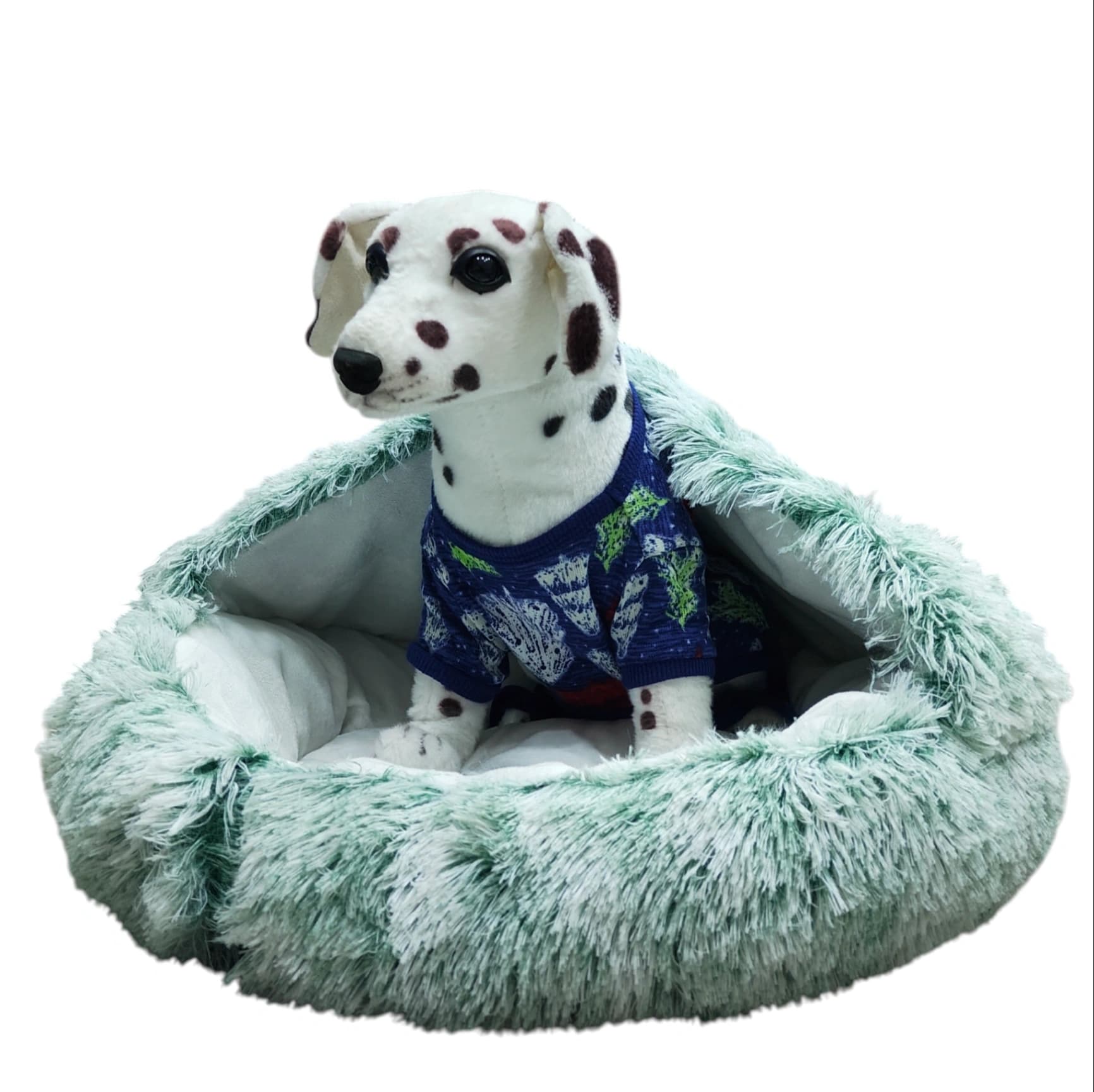 Green fluffy Pet Bed
