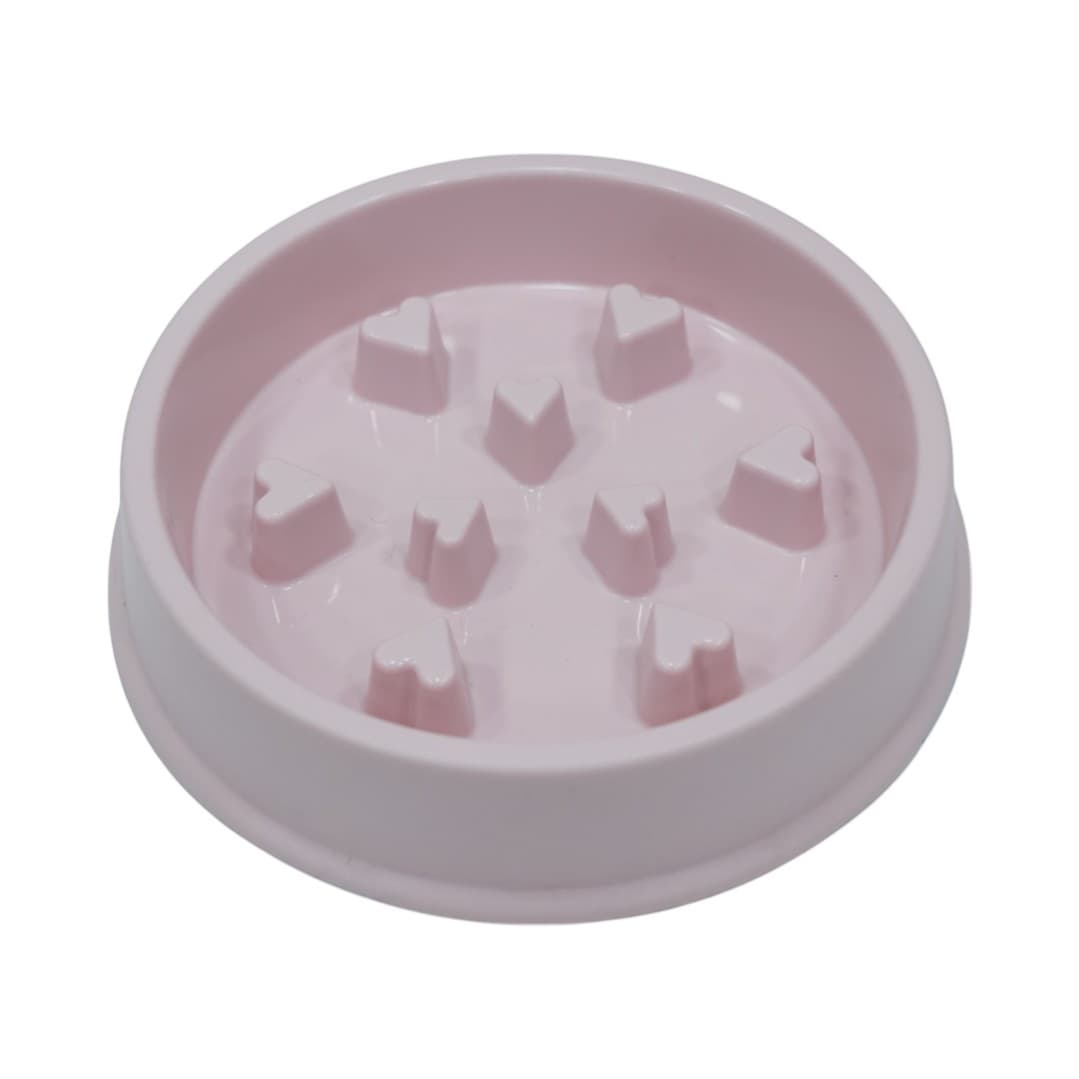 Slow Feeder Pet Bowl - Pink Heart Design