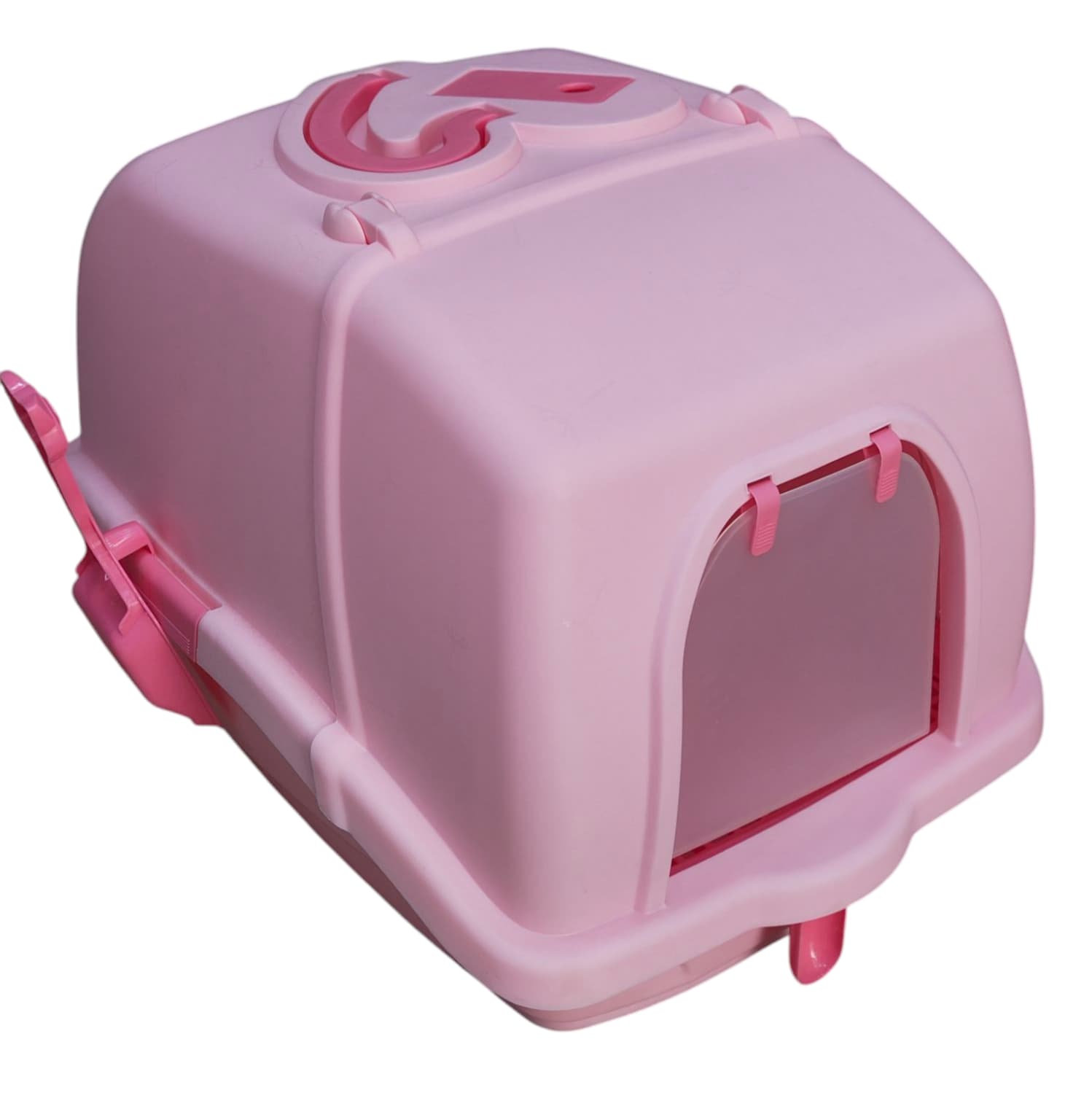 CozyPaws Enclosed Pet Litter Box – Pink  Edition
