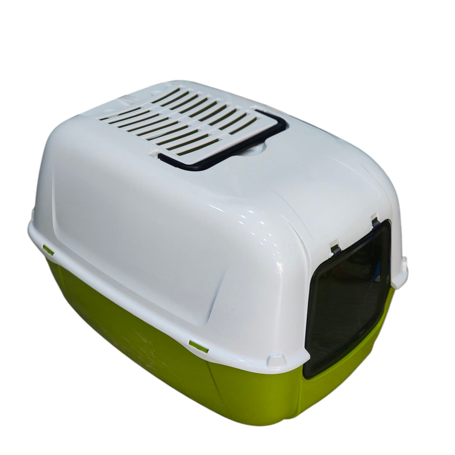 FreshDome Enclosed Litter Box – Green & White Edition