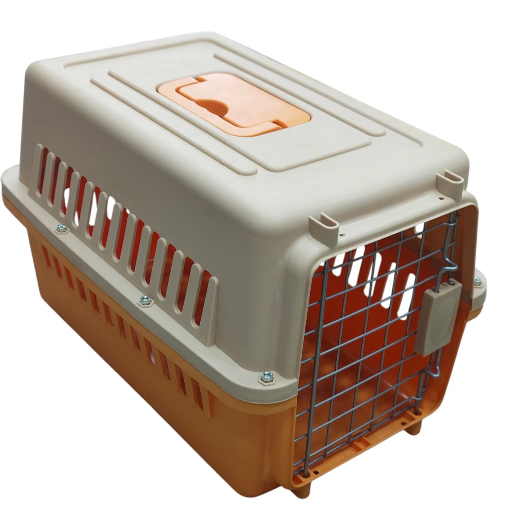 Orange pet carrier