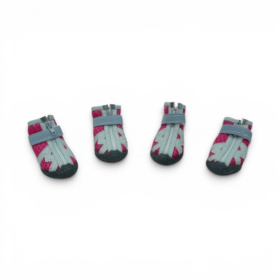 Sporty Red and Grey Dog Shoes with Zipper and Velcro Strap (Large)