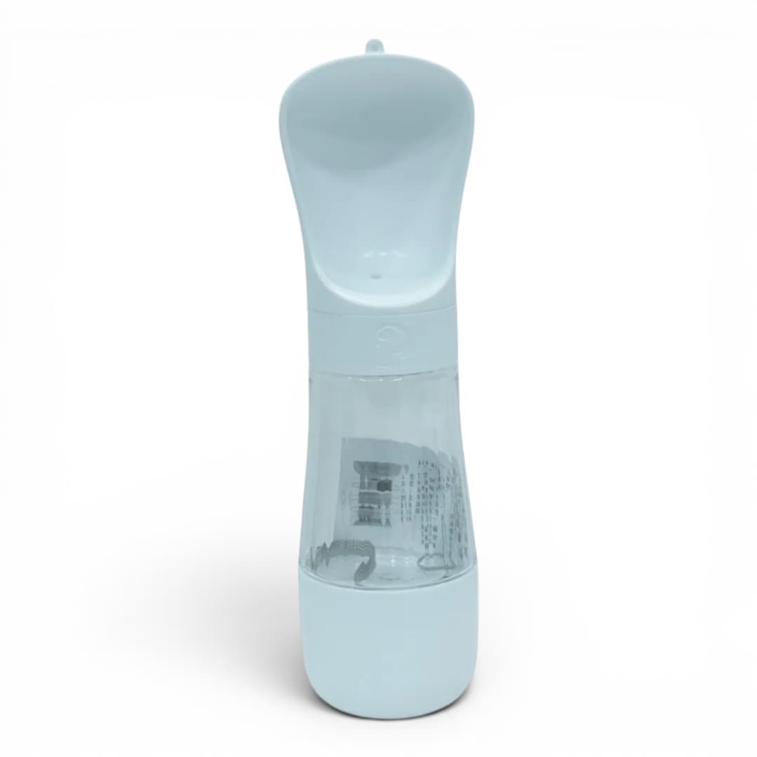 White Portable Pet Water Bottle with Scoop Cap