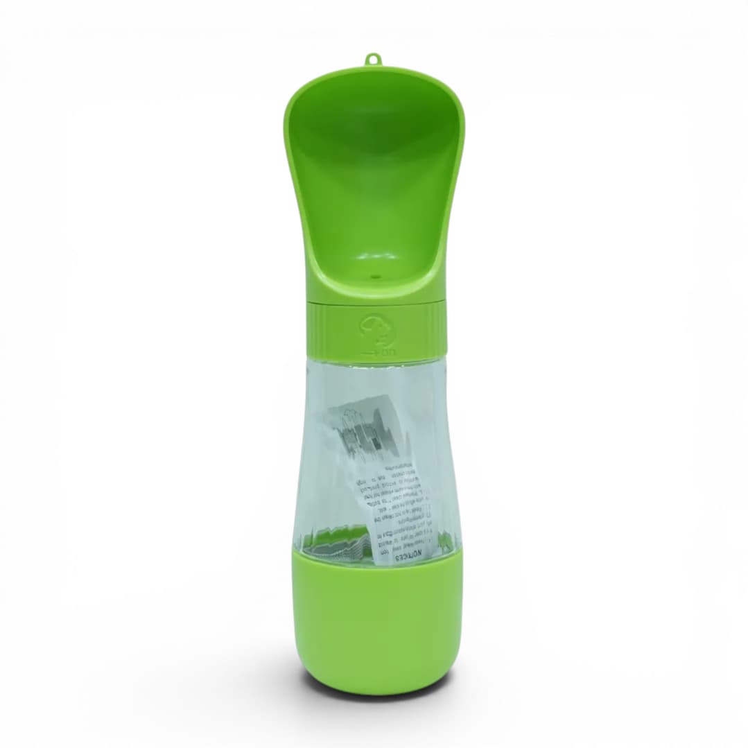 Green Portable Pet Water Bottle with Scoop Cap