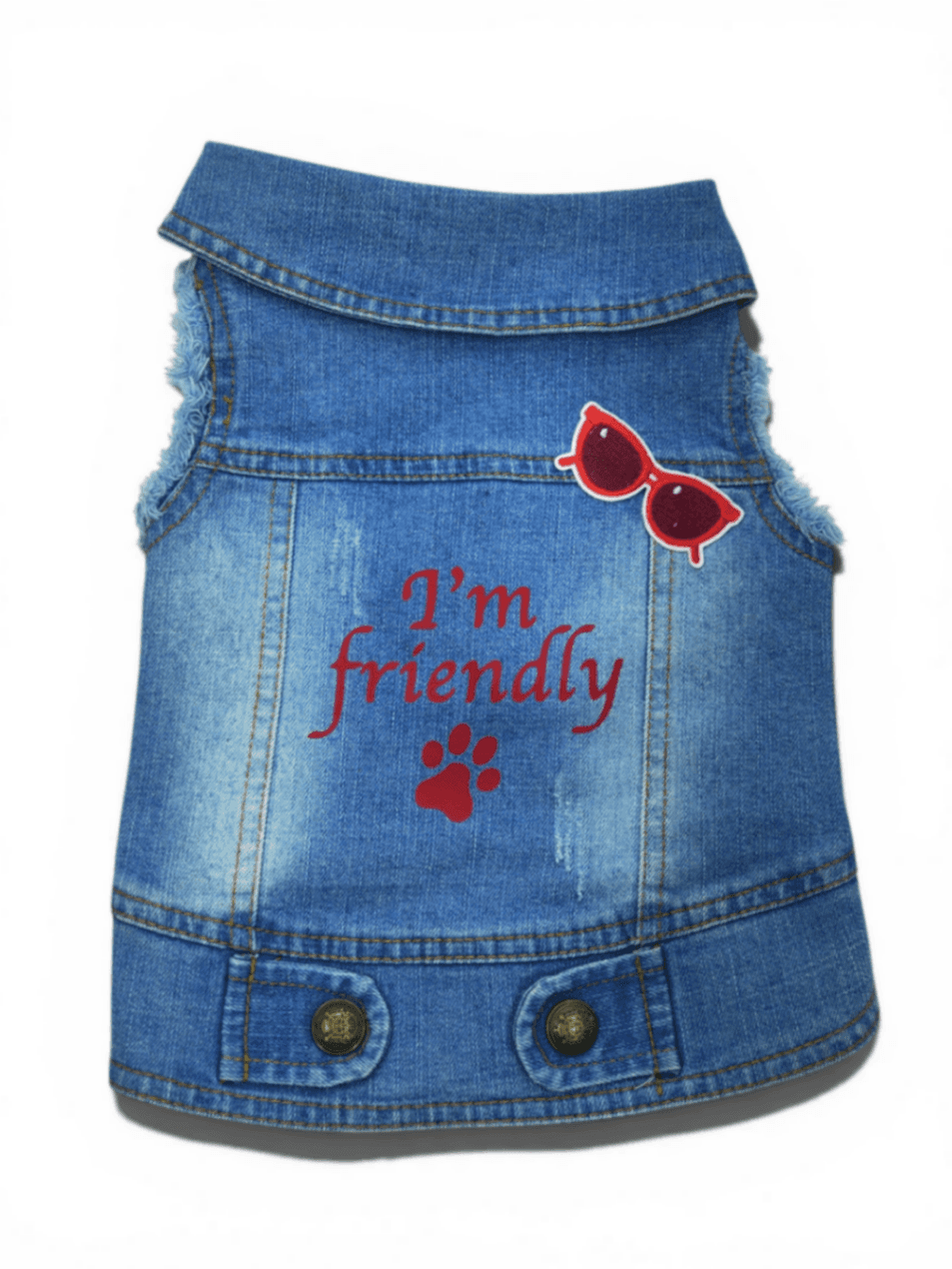 Pet Clothes Dog Jeans Jacket Cool Blue Denim Coat (L)