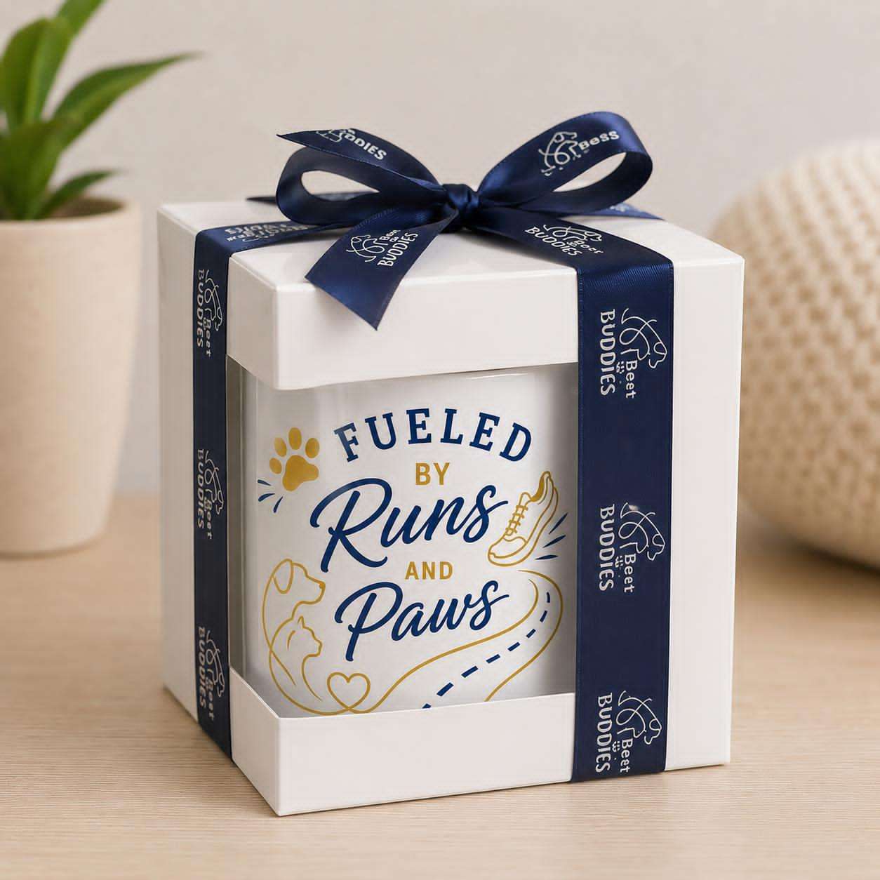 "Fueled by Runs and Paws" Gift mug