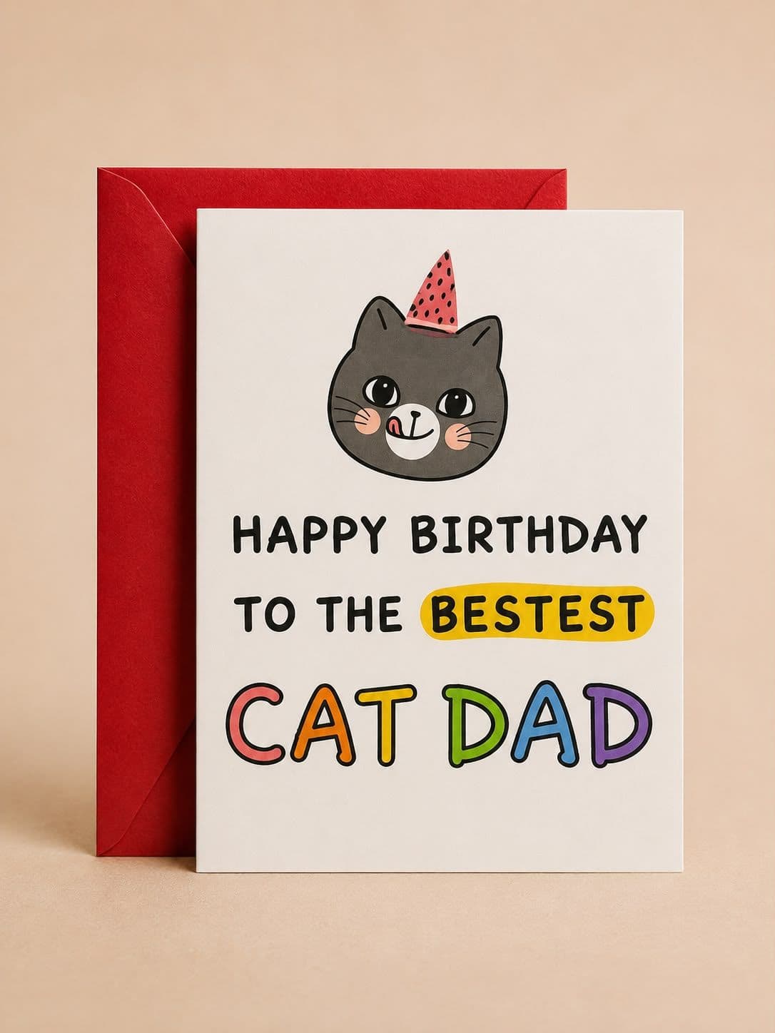 Bestest Cat Dad Birthday Card