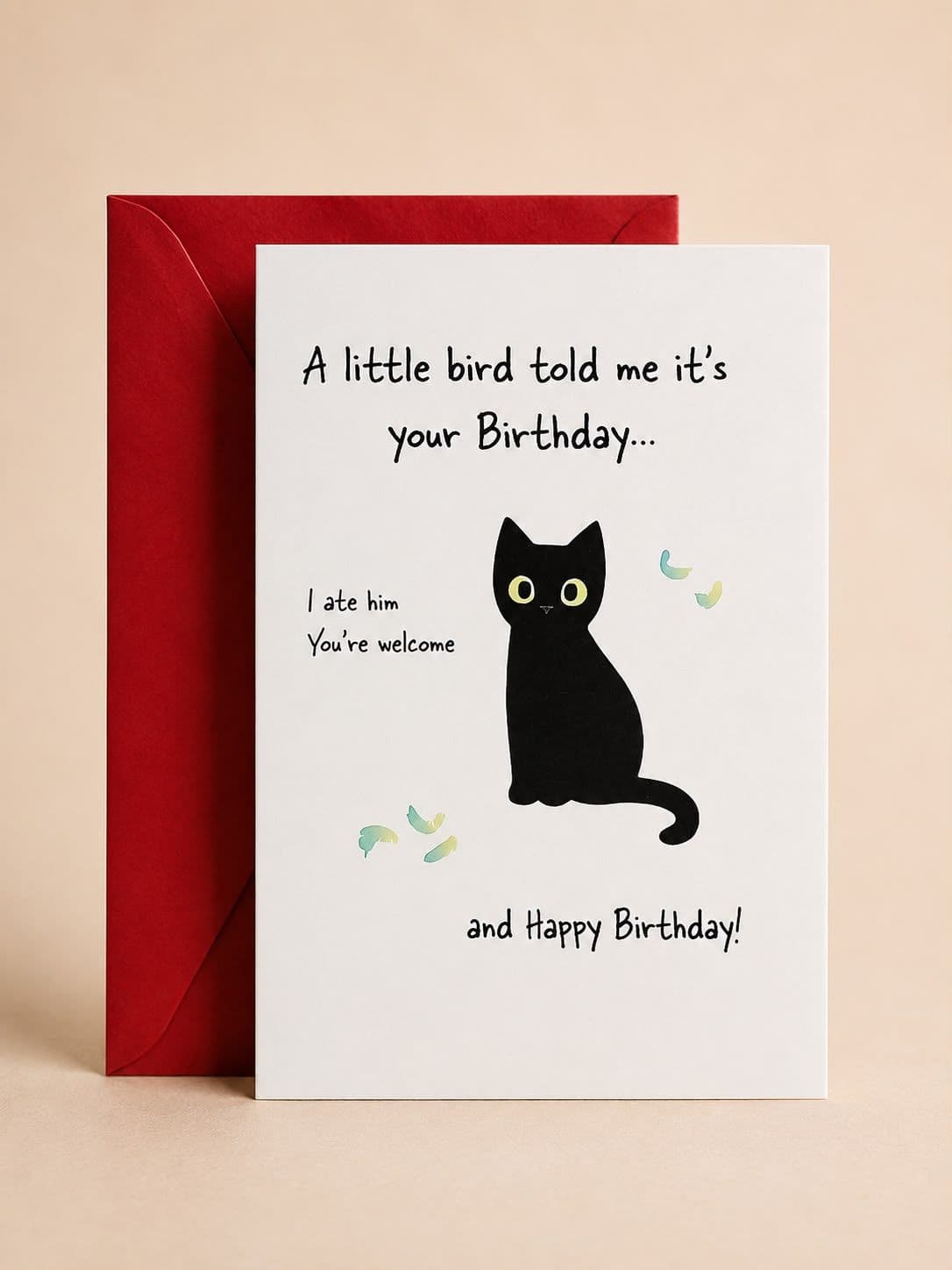 "Little Bird Told Me" Cat Greeting
