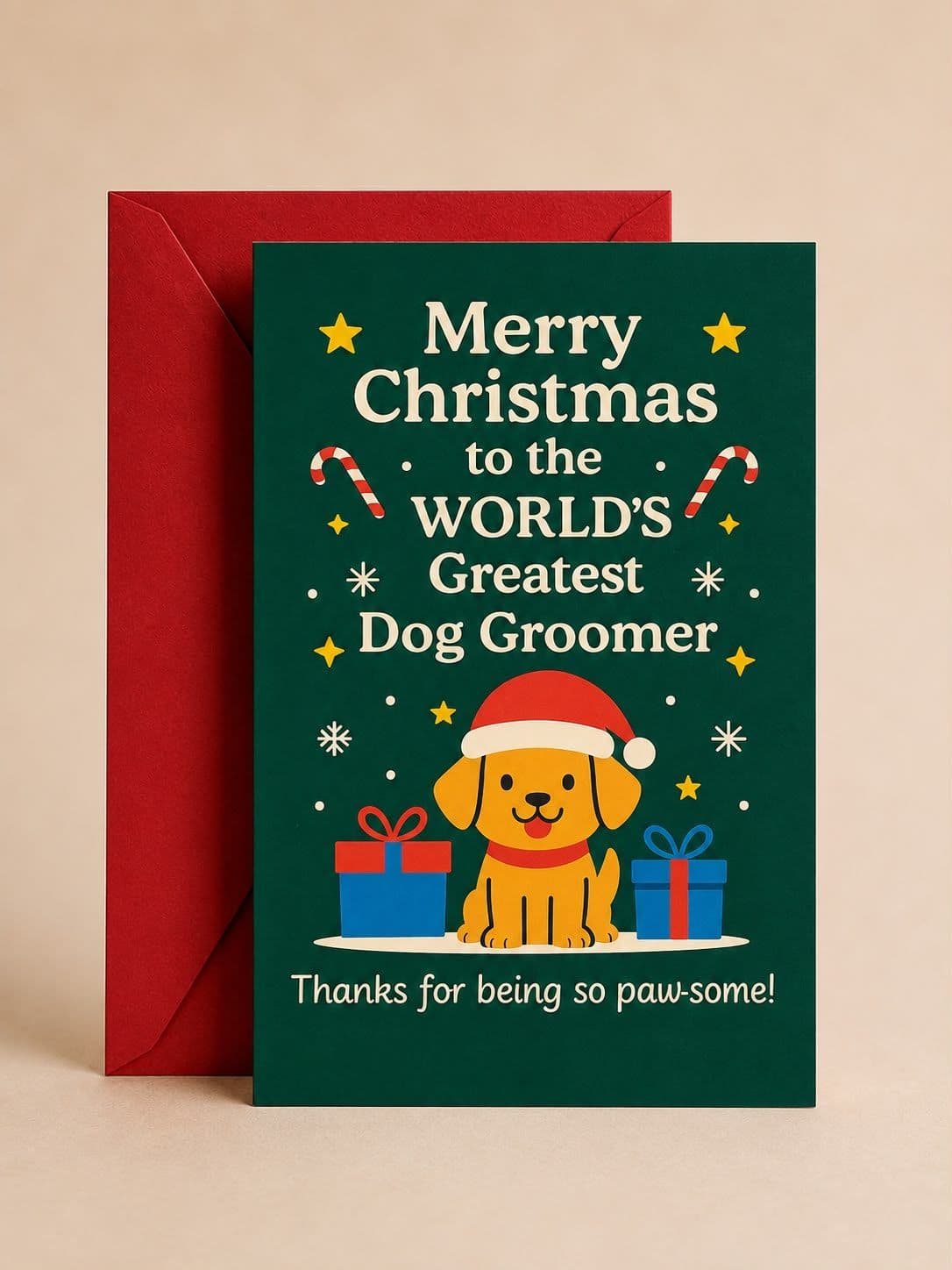 "World’s Greatest Dog Groomer" Holiday Card